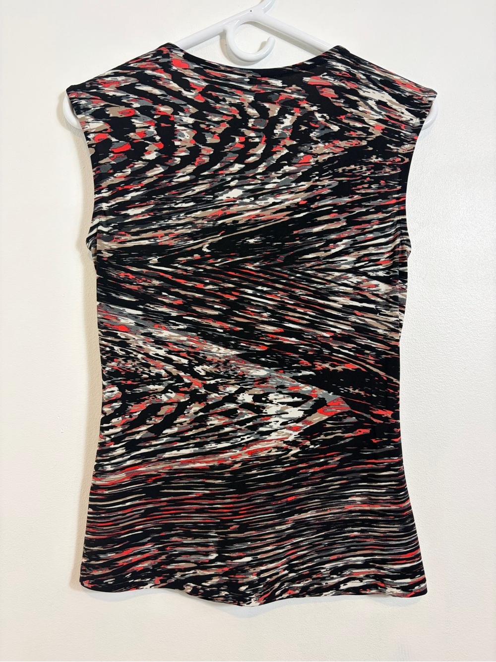New Directions Abstract Ruched Square Neck Top - Picture 2 of 7